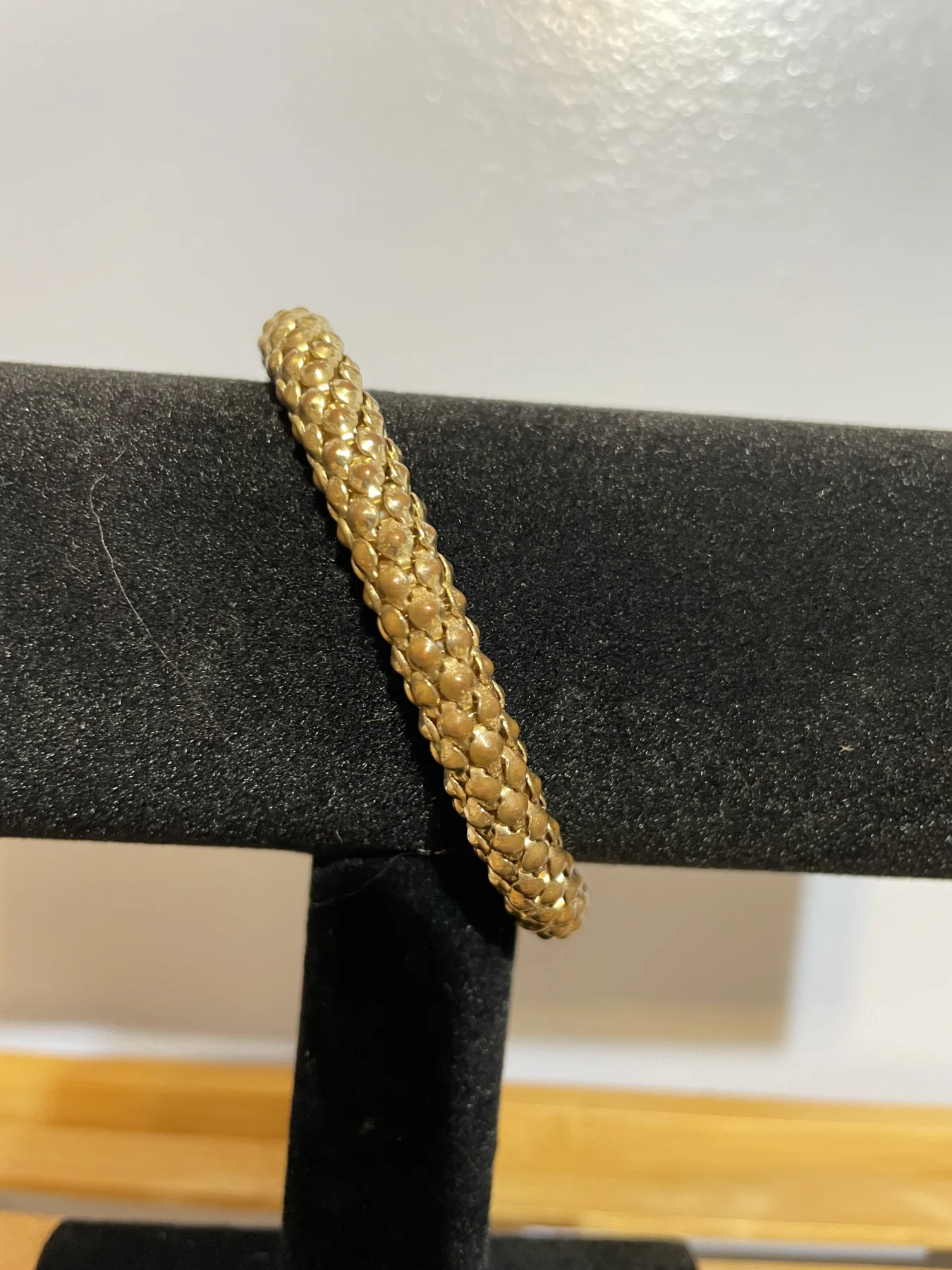 Gold-Toned Textured Mesh Bangle Bracelet