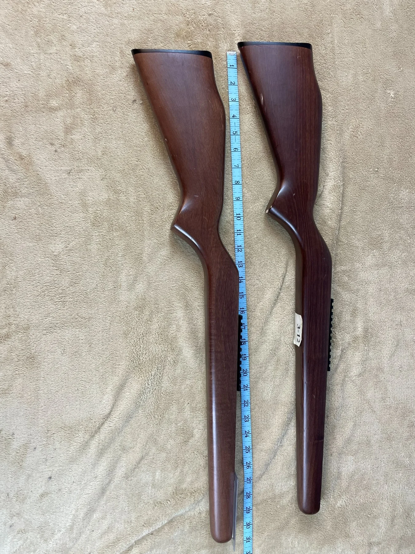 Pair of Walnut Rifle Stocks with Picatinny Rail Sections